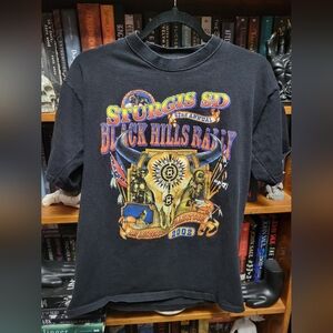 Vtg 2002 Biker Graphic Tee Black Hills Rally Sturgis Sing T-shirt  Medium